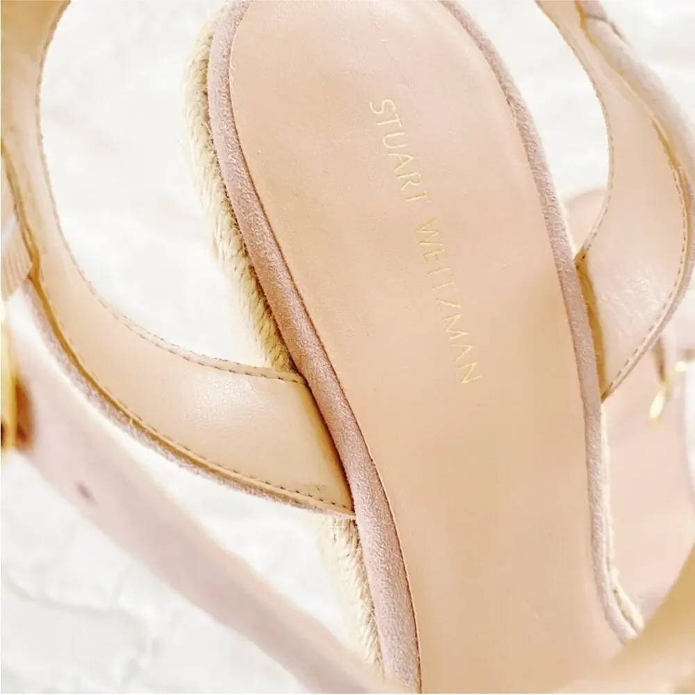 Stuart Weitzman Teddi suede espadrille wedge sandals Size 9.5